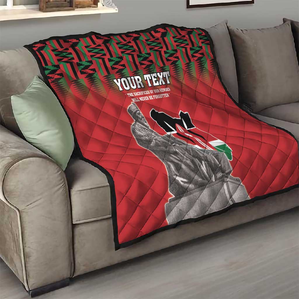 Personalized Afro Kenya Mashujaa Day Quilt Mzee Jomo Kenyatta With Coat Of Arms LT18
