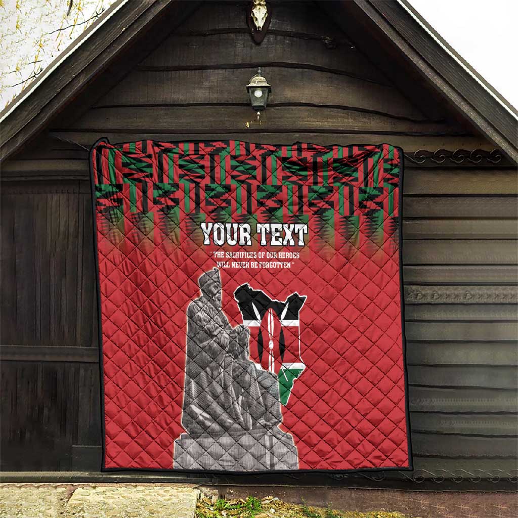 Personalized Afro Kenya Mashujaa Day Quilt Mzee Jomo Kenyatta With Coat Of Arms LT18