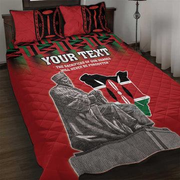 Personalized Afro Kenya Mashujaa Day Quilt Bed Set Mzee Jomo Kenyatta With Coat Of Arms LT18
