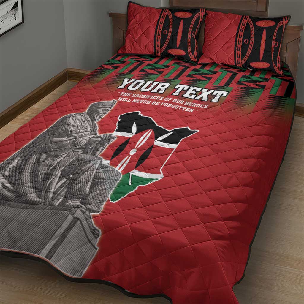 Personalized Afro Kenya Mashujaa Day Quilt Bed Set Mzee Jomo Kenyatta With Coat Of Arms LT18