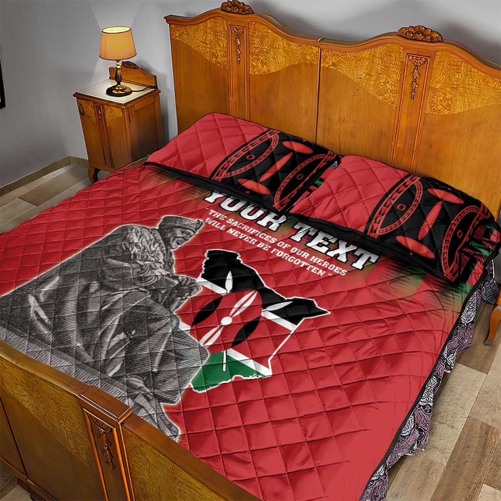 Personalized Afro Kenya Mashujaa Day Quilt Bed Set Mzee Jomo Kenyatta With Coat Of Arms LT18