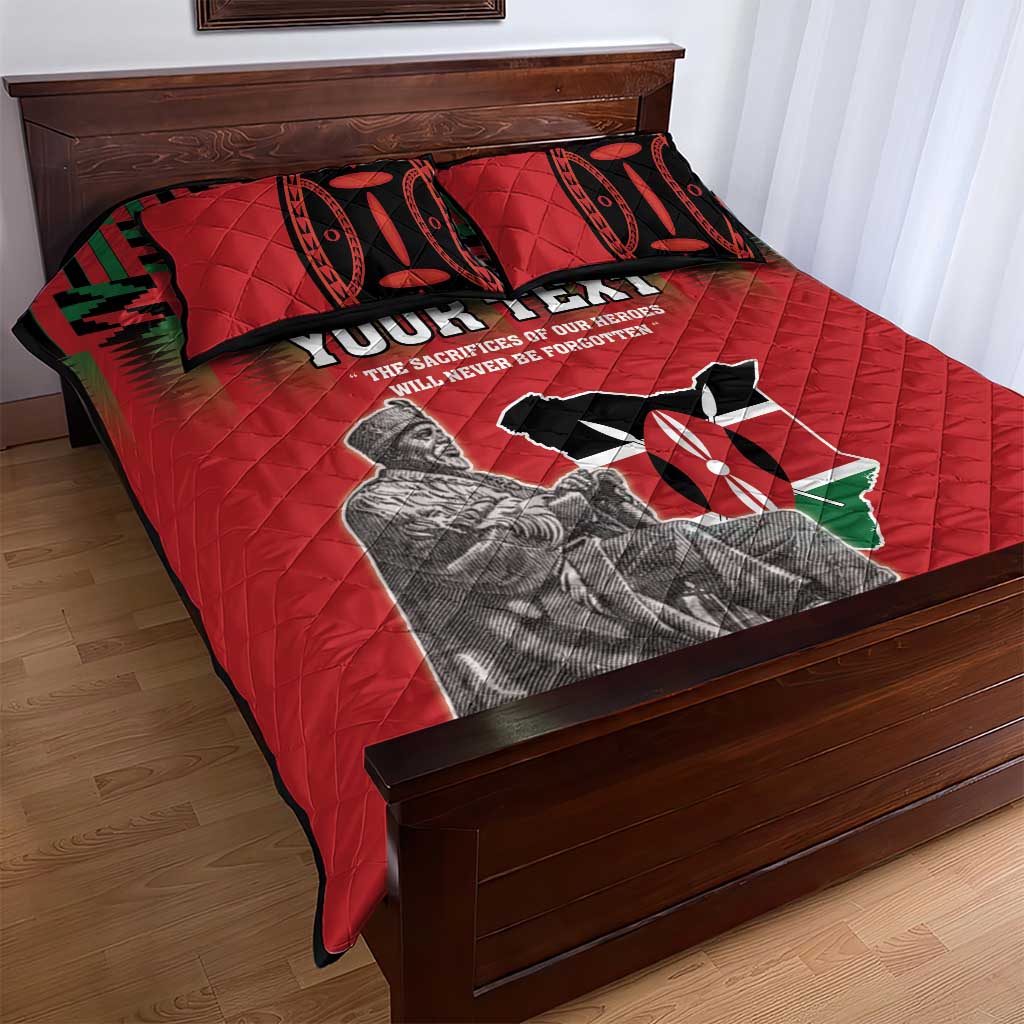 Personalized Afro Kenya Mashujaa Day Quilt Bed Set Mzee Jomo Kenyatta With Coat Of Arms LT18