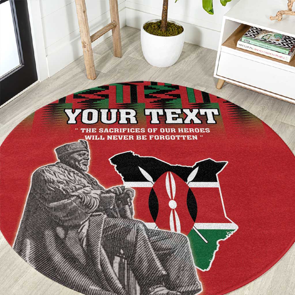 Personalized Afro Kenya Mashujaa Day Round Carpet Mzee Jomo Kenyatta With Coat Of Arms LT18