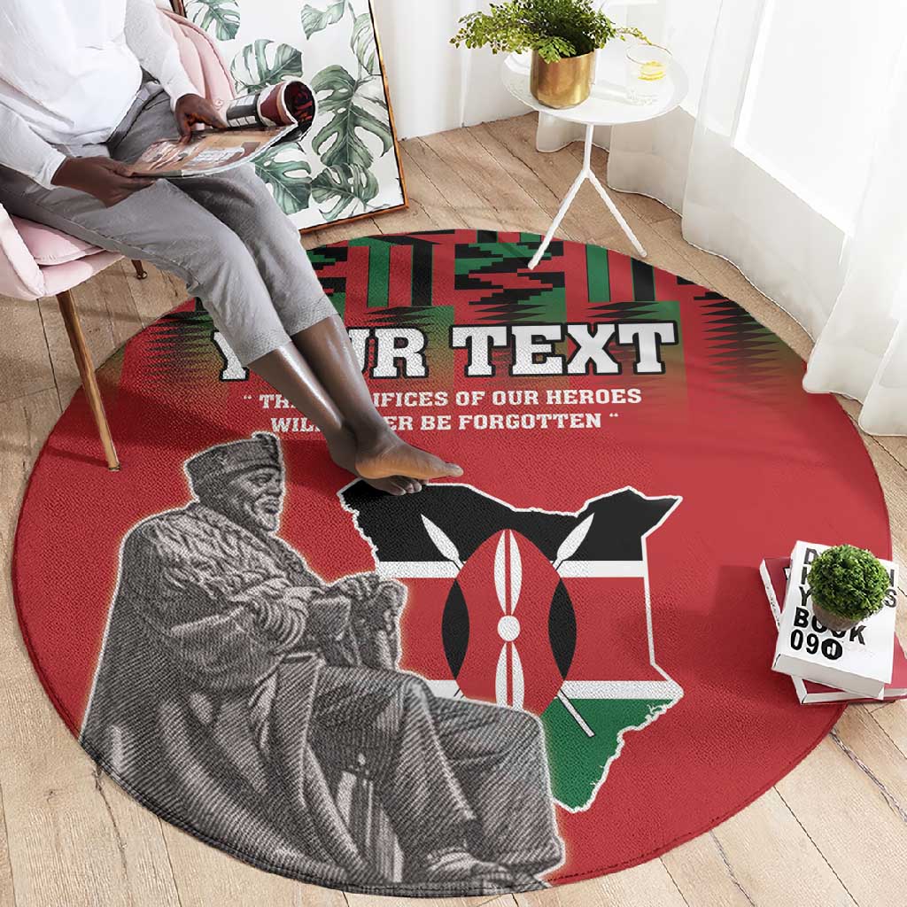 Personalized Afro Kenya Mashujaa Day Round Carpet Mzee Jomo Kenyatta With Coat Of Arms LT18
