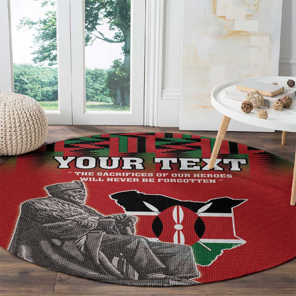 Personalized Afro Kenya Mashujaa Day Round Carpet Mzee Jomo Kenyatta With Coat Of Arms LT18