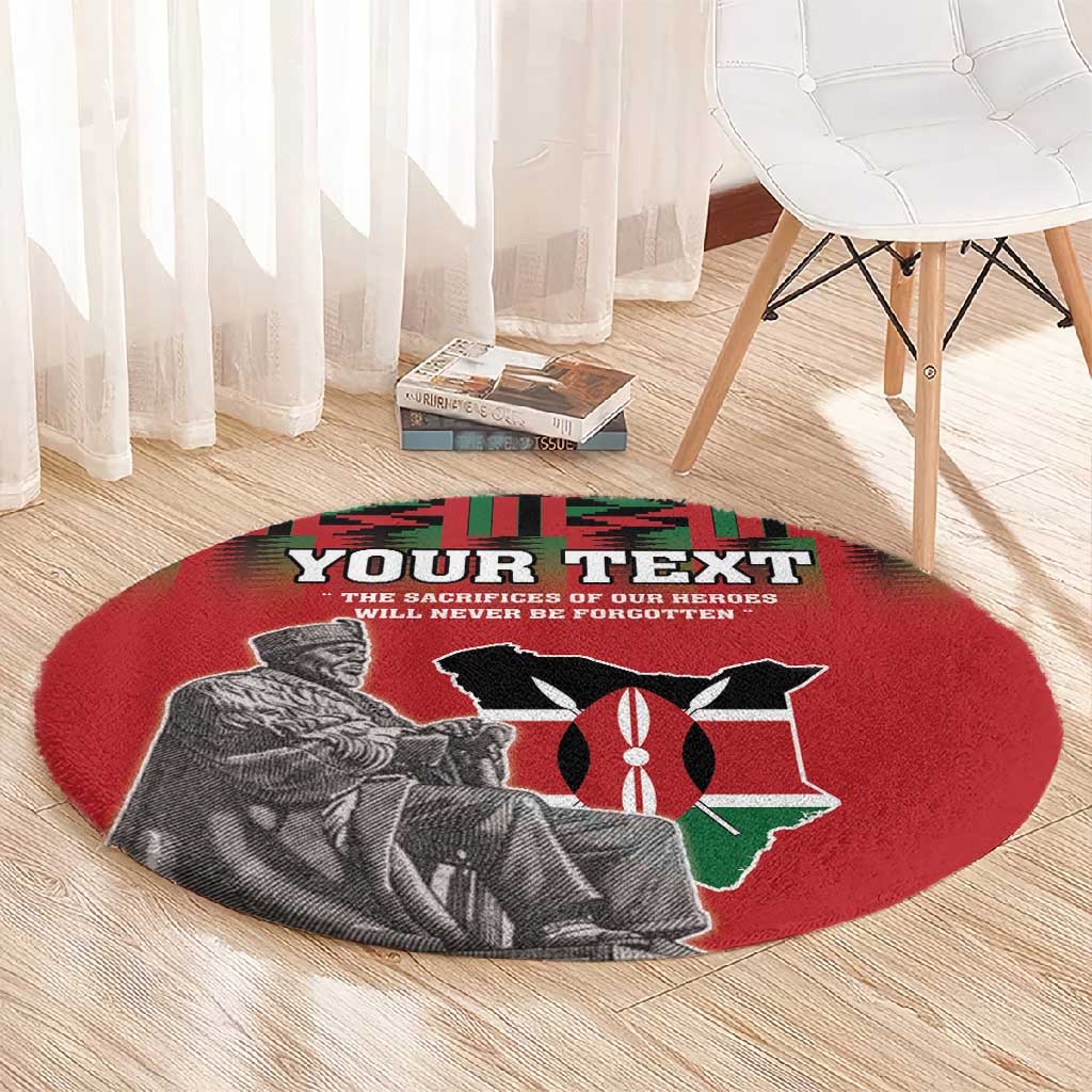 Personalized Afro Kenya Mashujaa Day Round Carpet Mzee Jomo Kenyatta With Coat Of Arms LT18