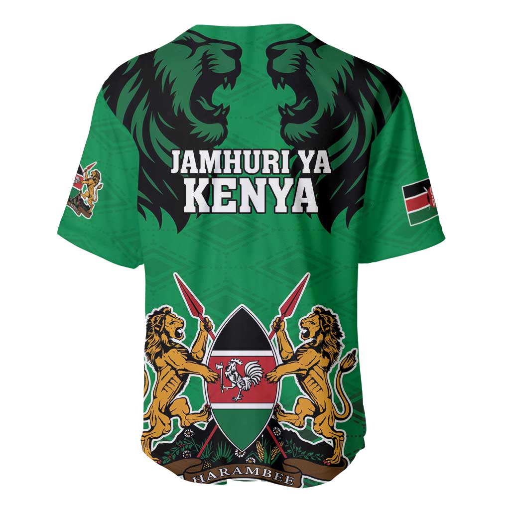 Afro Kenya National Heroes Day Baseball Jersey Mashujaa With Lion Head And Coat Of Arms LT18