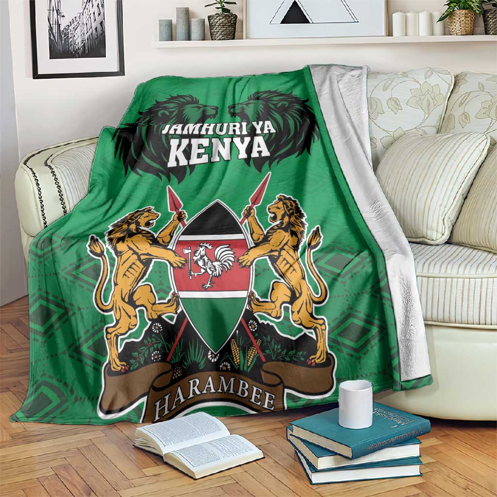 Afro Kenya National Heroes Day Blanket Mashujaa With Lion Head And Coat Of Arms LT18