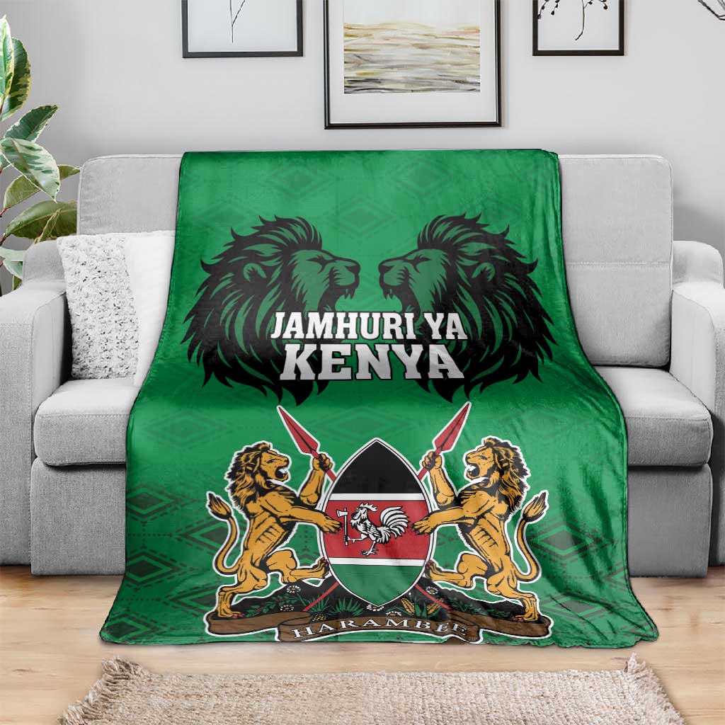 Afro Kenya National Heroes Day Blanket Mashujaa With Lion Head And Coat Of Arms LT18