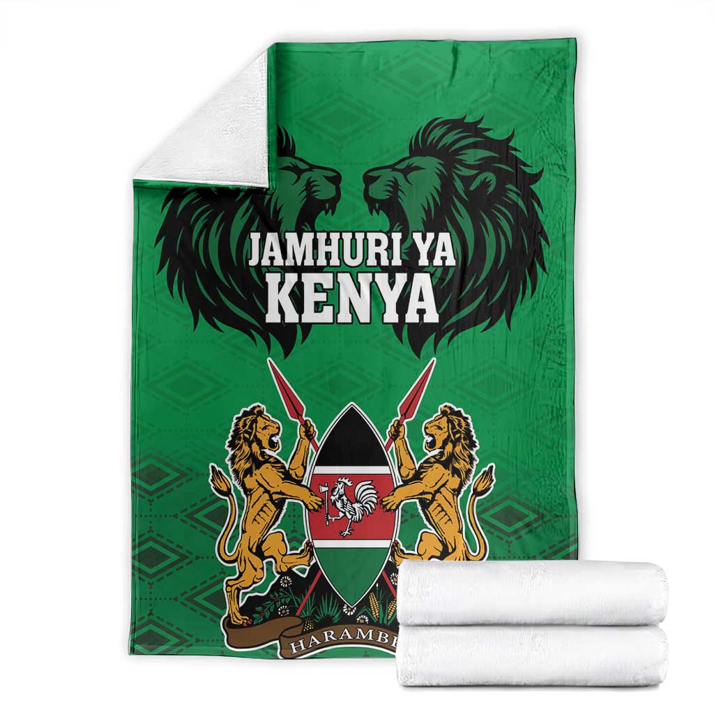 Afro Kenya National Heroes Day Blanket Mashujaa With Lion Head And Coat Of Arms LT18