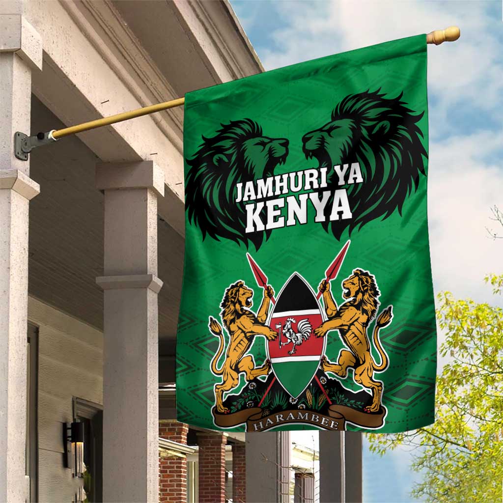 Afro Kenya National Heroes Day Garden Flag Mashujaa With Lion Head And Coat Of Arms LT18