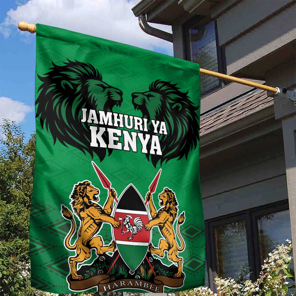 Afro Kenya National Heroes Day Garden Flag Mashujaa With Lion Head And Coat Of Arms LT18