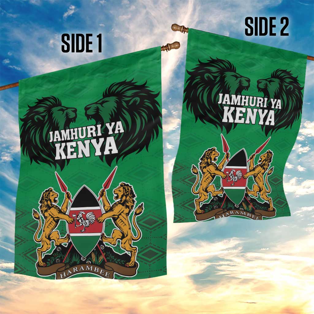Afro Kenya National Heroes Day Garden Flag Mashujaa With Lion Head And Coat Of Arms LT18