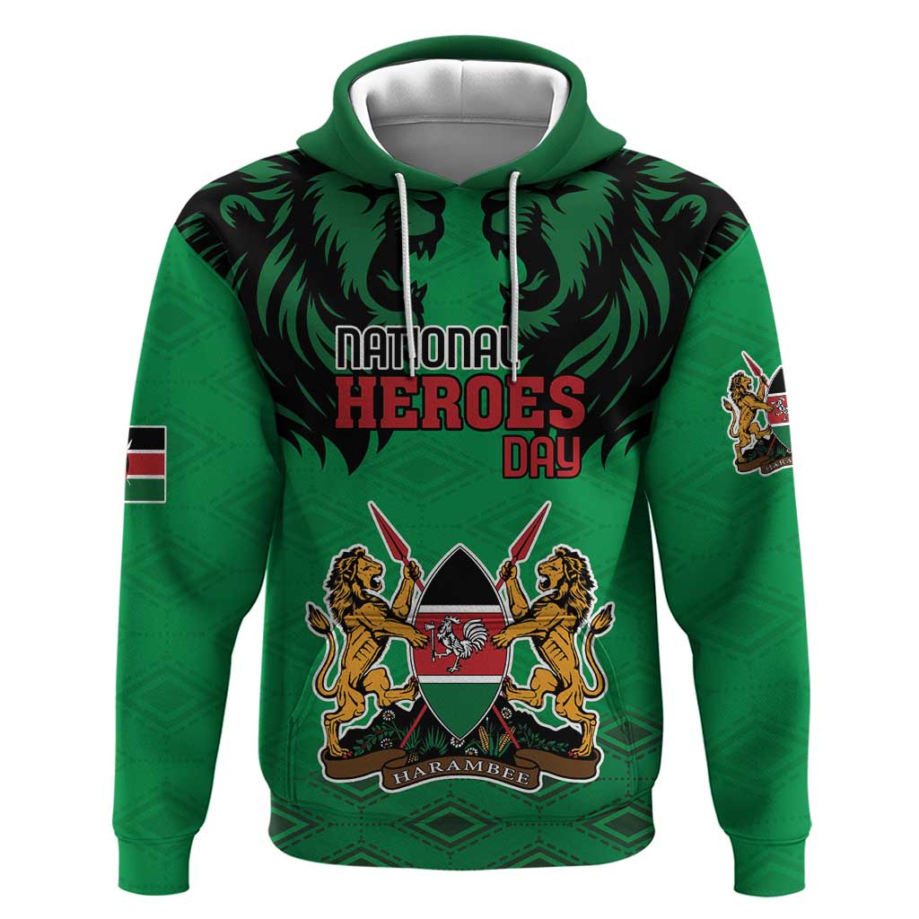 Kenya National Heroes Day Hoodie Mashujaa With Lion Head And Coat Of Arms LT18