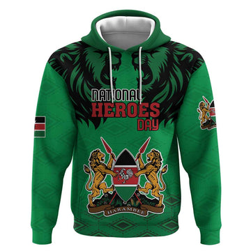 Kenya National Heroes Day Hoodie Mashujaa With Lion Head And Coat Of Arms LT18