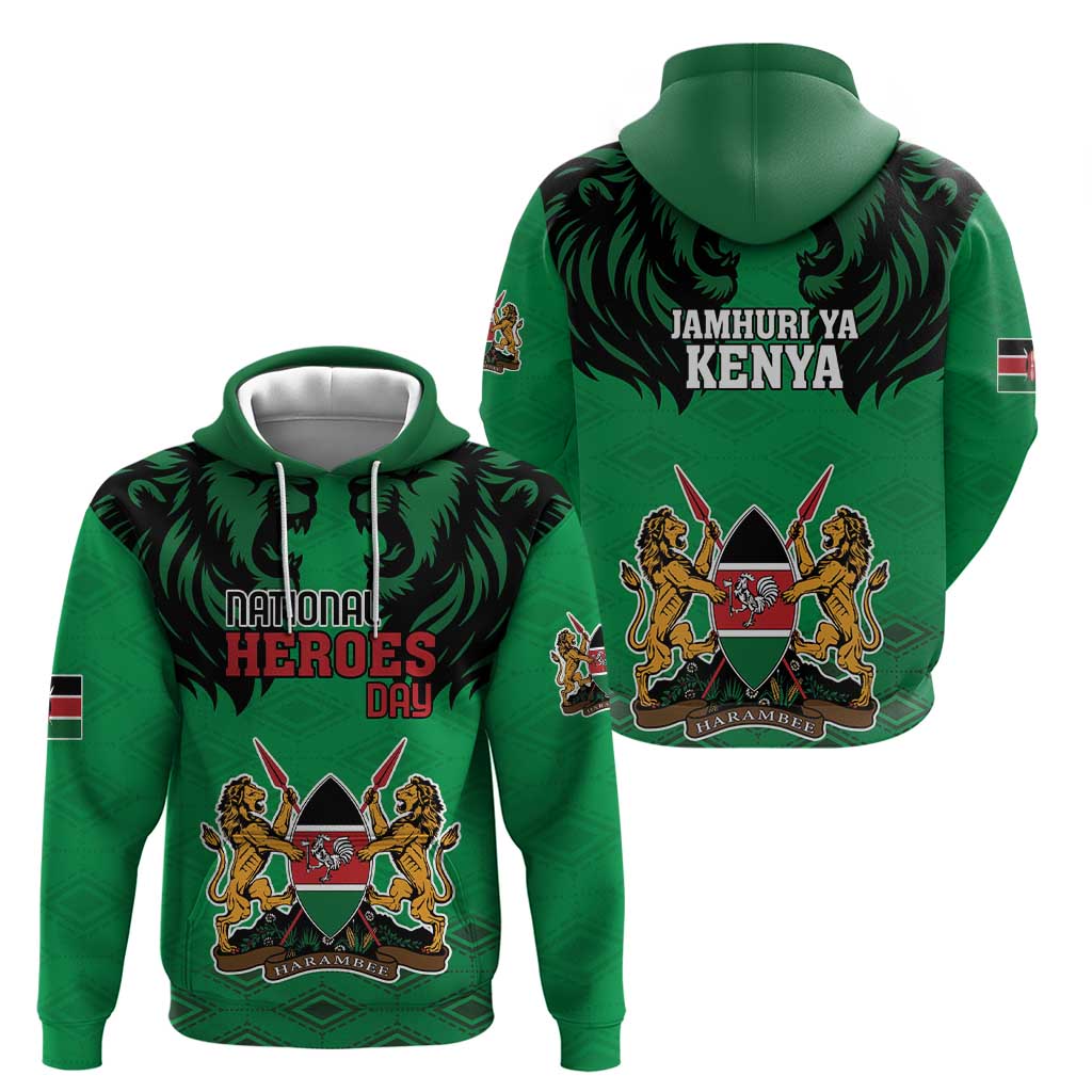 Kenya National Heroes Day Hoodie Mashujaa With Lion Head And Coat Of Arms LT18