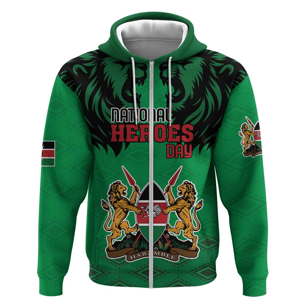 Kenya National Heroes Day Hoodie Mashujaa With Lion Head And Coat Of Arms LT18