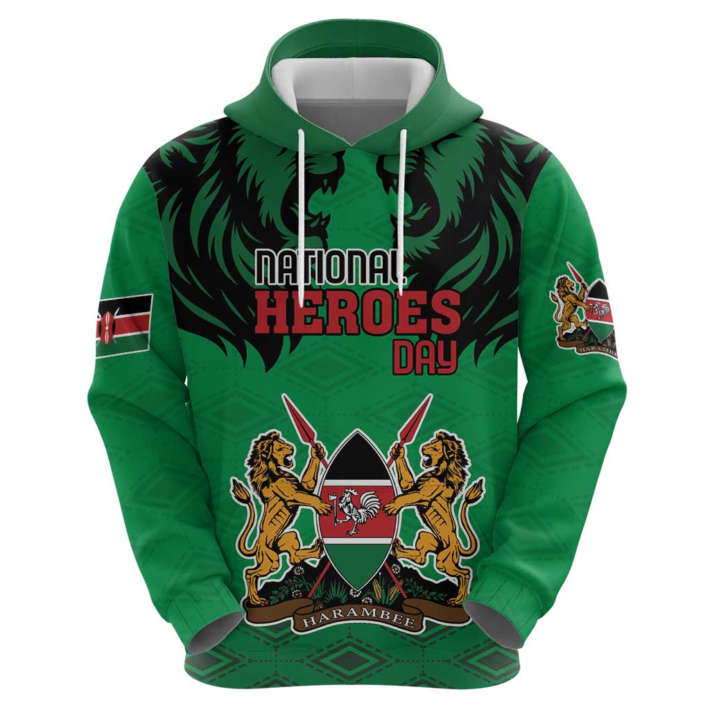 Kenya National Heroes Day Hoodie Mashujaa With Lion Head And Coat Of Arms LT18
