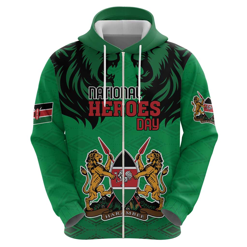Kenya National Heroes Day Hoodie Mashujaa With Lion Head And Coat Of Arms LT18