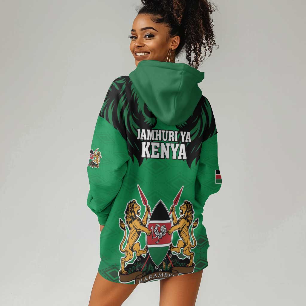 Afro Kenya National Heroes Day Hoodie Dress Mashujaa With Lion Head And Coat Of Arms LT18