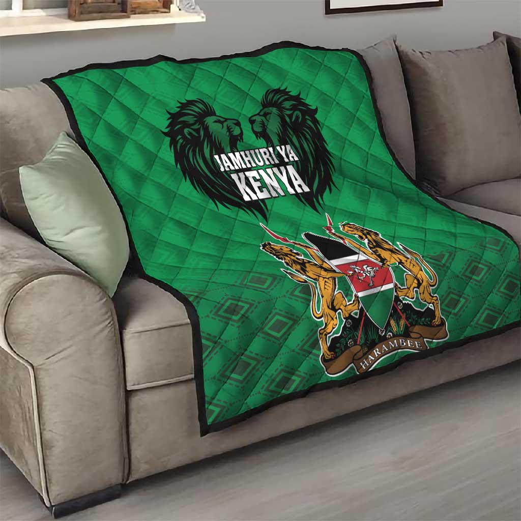 Afro Kenya National Heroes Day Quilt Mashujaa With Lion Head And Coat Of Arms LT18
