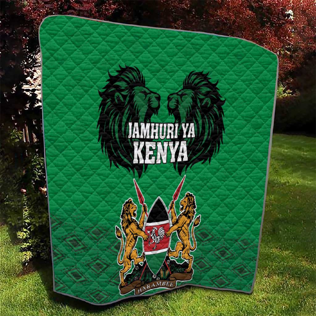 Afro Kenya National Heroes Day Quilt Mashujaa With Lion Head And Coat Of Arms LT18