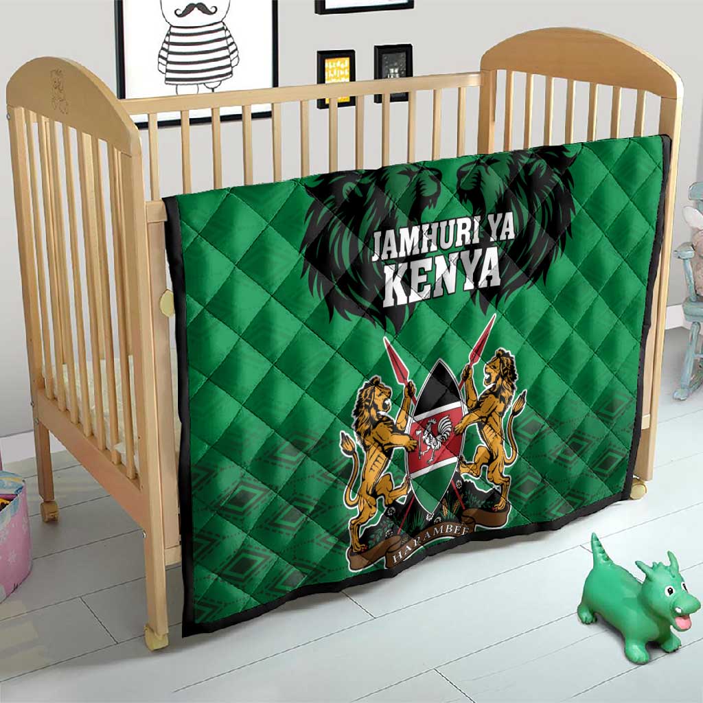 Afro Kenya National Heroes Day Quilt Mashujaa With Lion Head And Coat Of Arms LT18