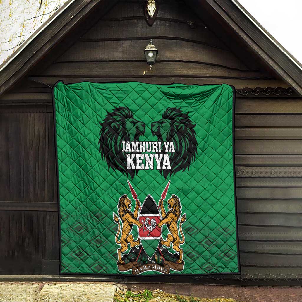 Afro Kenya National Heroes Day Quilt Mashujaa With Lion Head And Coat Of Arms LT18