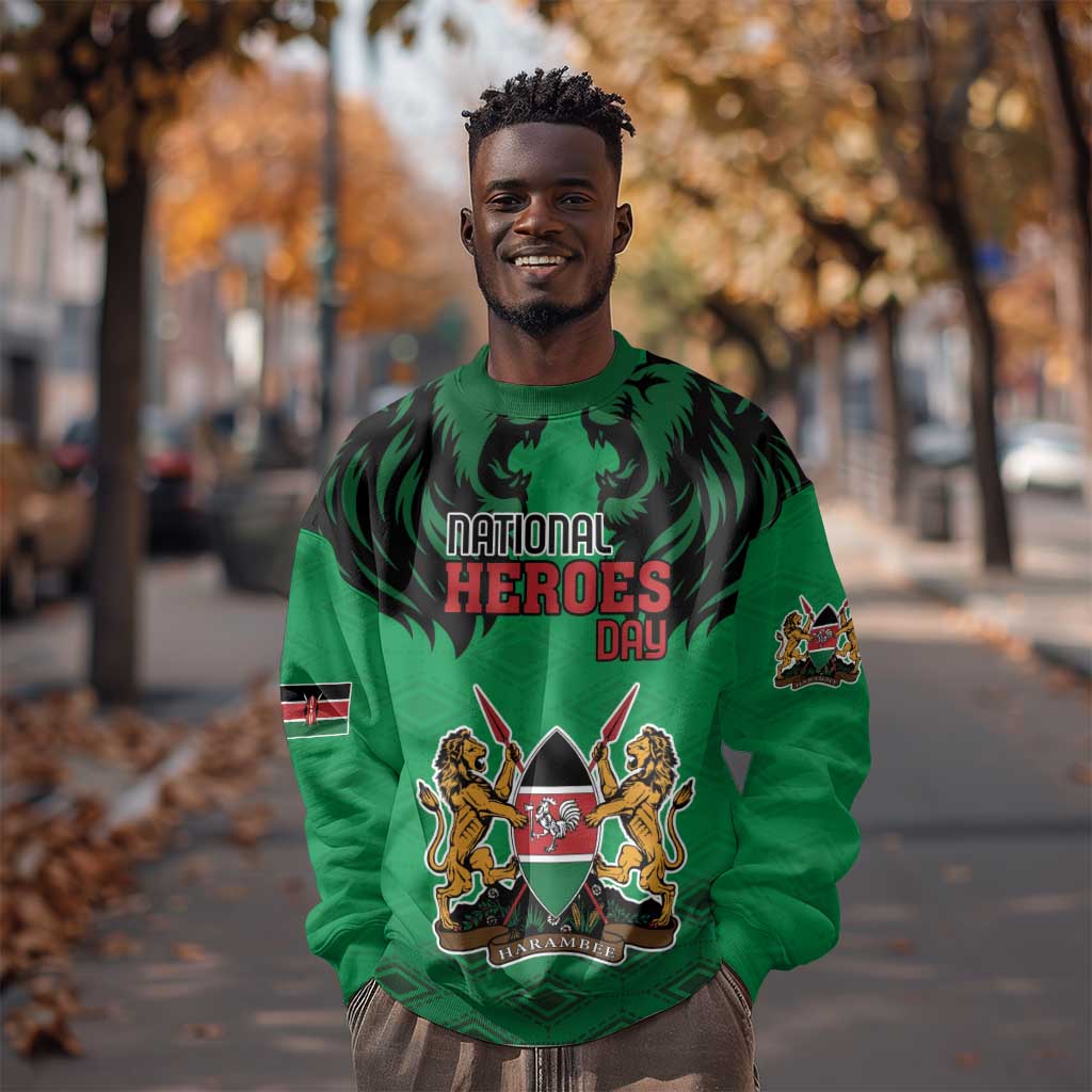 Afro Kenya National Heroes Day Sweatshirt Mashujaa With Lion Head And Coat Of Arms LT18