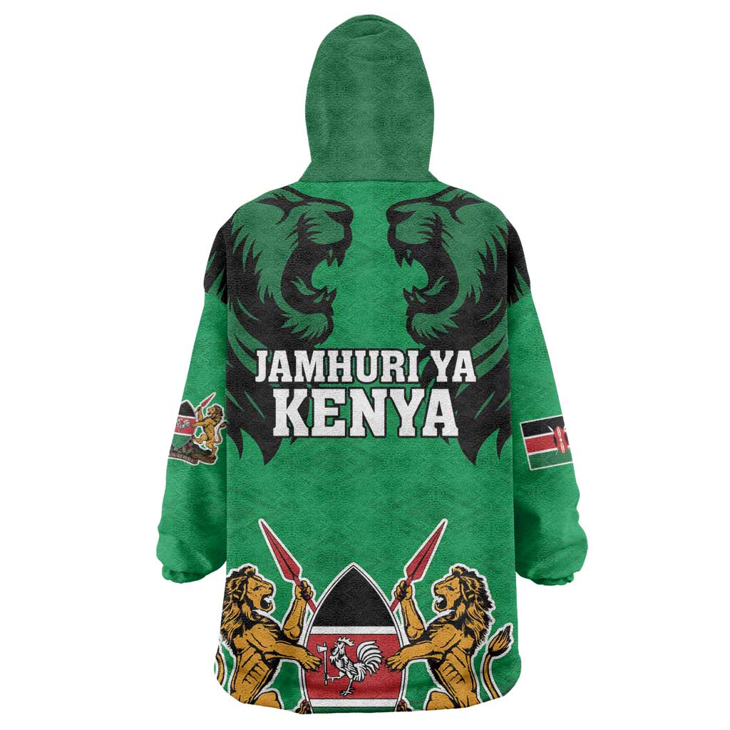 Afro Kenya National Heroes Day Wearable Blanket Hoodie Mashujaa With Lion Head And Coat Of Arms LT18