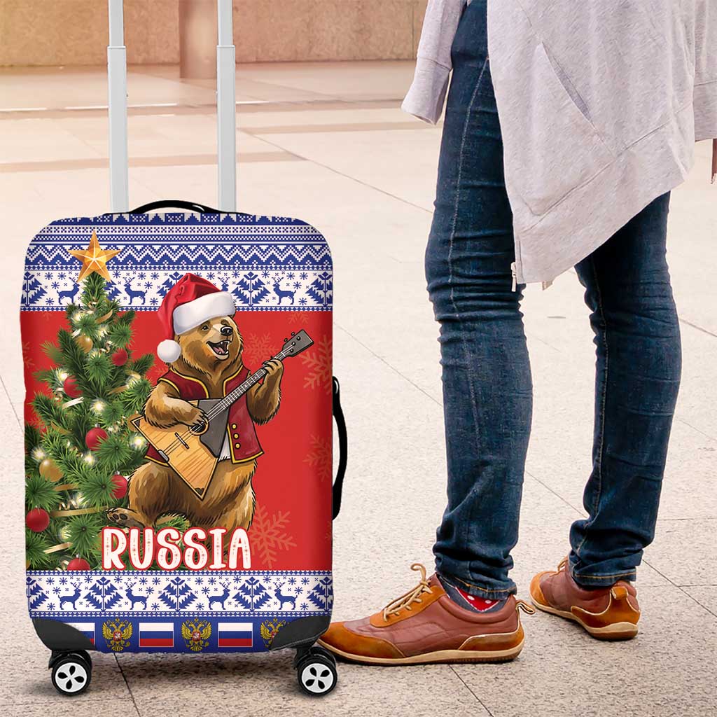 Russia Christmas Luggage Cover Brown Bear Playing Balalaika LT18