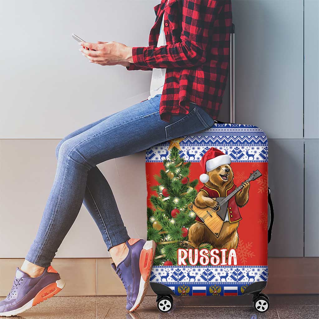 Russia Christmas Luggage Cover Brown Bear Playing Balalaika LT18
