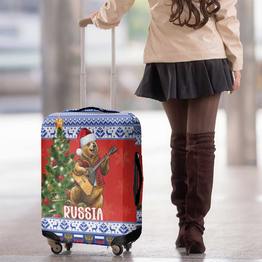 Russia Christmas Luggage Cover Brown Bear Playing Balalaika LT18