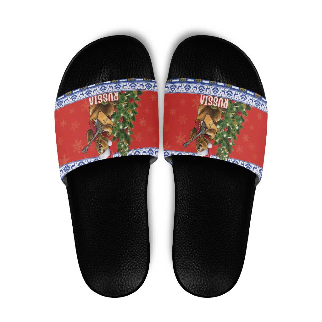 Russia Christmas Slide Sandals Brown Bear Playing Balalaika LT18