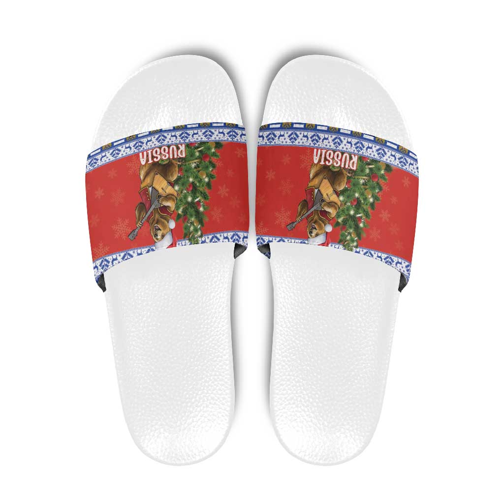 Russia Christmas Slide Sandals Brown Bear Playing Balalaika LT18