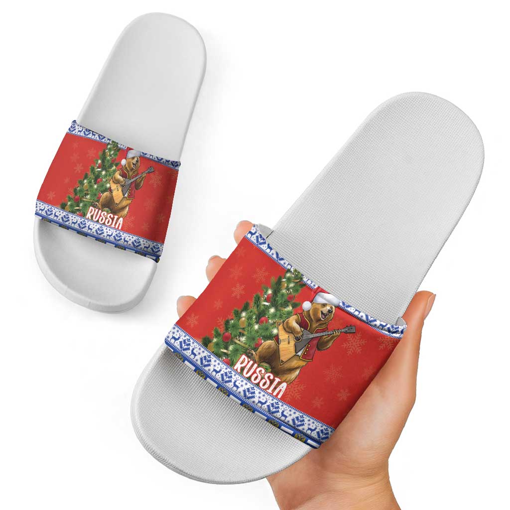 Russia Christmas Slide Sandals Brown Bear Playing Balalaika LT18