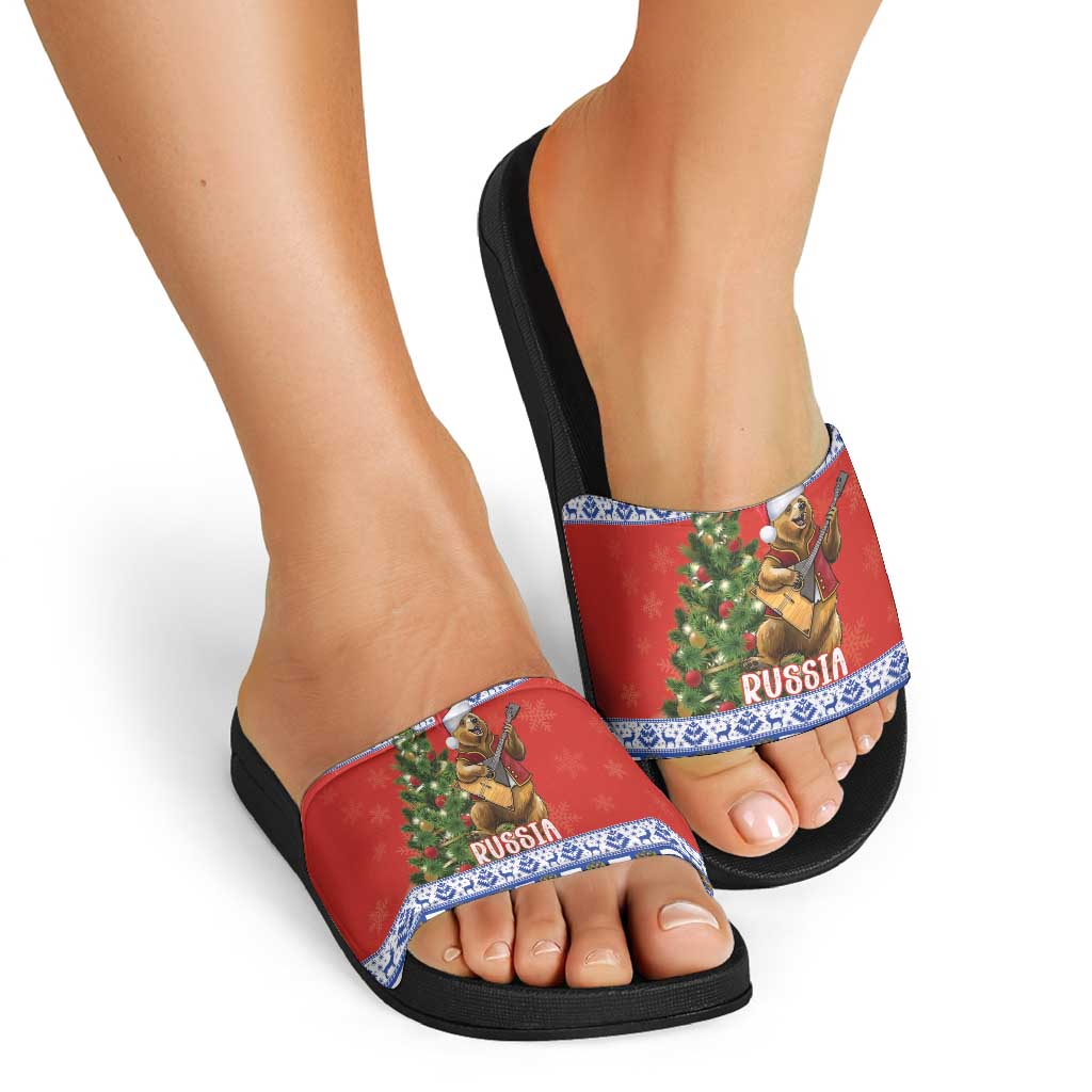 Russia Christmas Slide Sandals Brown Bear Playing Balalaika LT18