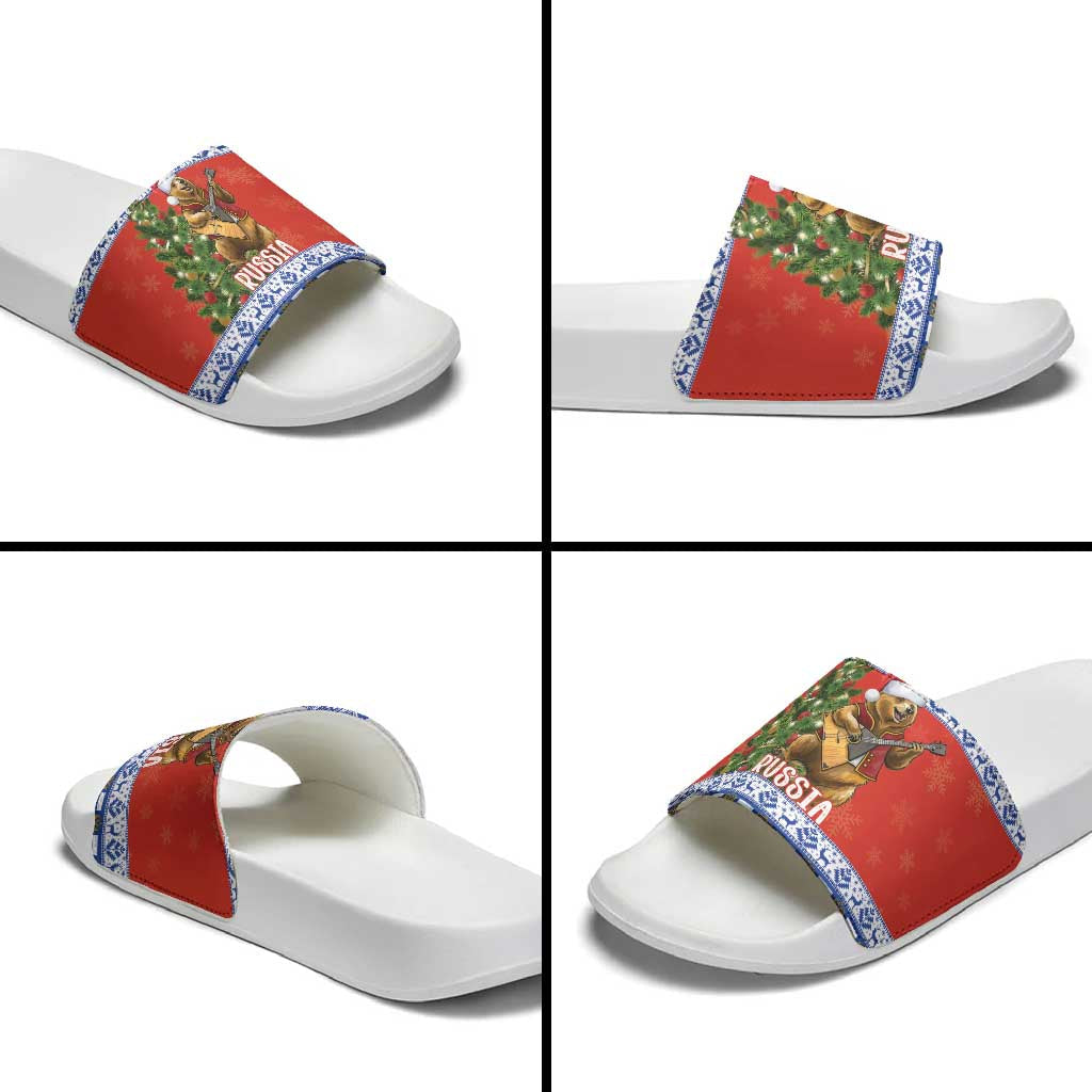 Russia Christmas Slide Sandals Brown Bear Playing Balalaika LT18