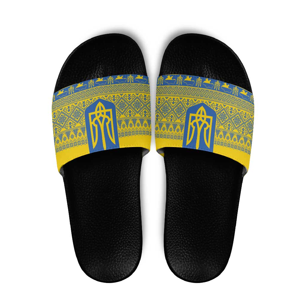 Ukraine Trident Christmas Slide Sandals Vyshyvanka Patterns LT18