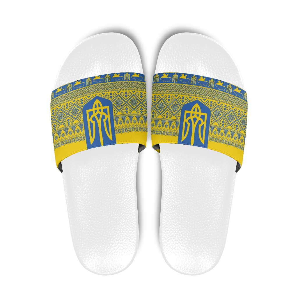 Ukraine Trident Christmas Slide Sandals Vyshyvanka Patterns LT18