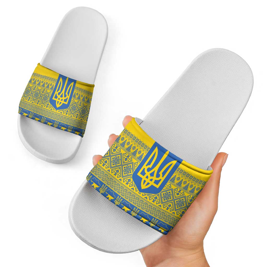Ukraine Trident Christmas Slide Sandals Vyshyvanka Patterns LT18