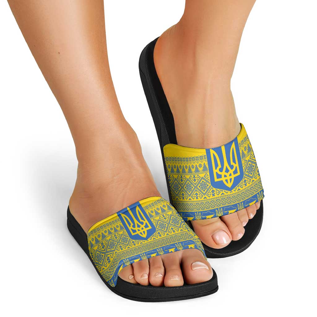 Ukraine Trident Christmas Slide Sandals Vyshyvanka Patterns LT18