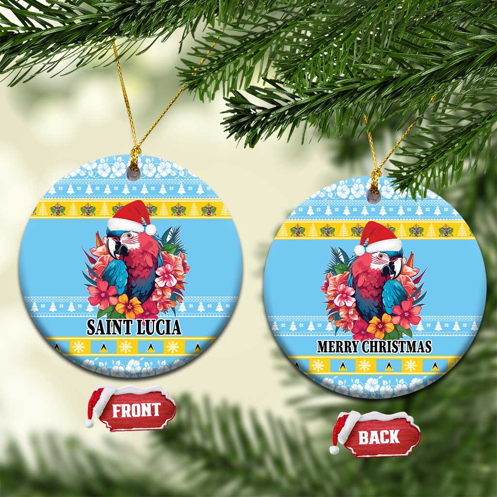 Saint Lucia Christmas Ceramic Ornament Saint Lucian Parrot With Hibiscus Flowers LT18