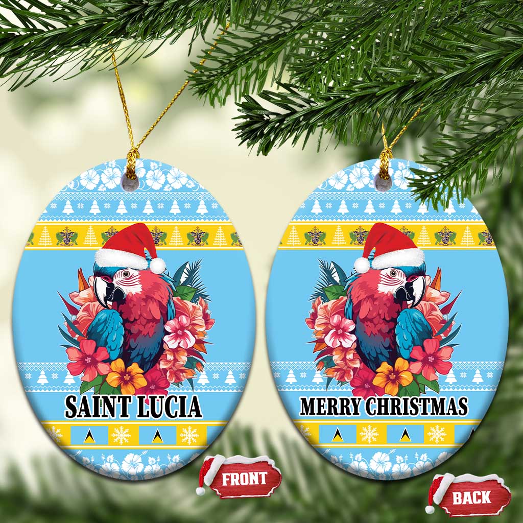 Saint Lucia Christmas Ceramic Ornament Saint Lucian Parrot With Hibiscus Flowers LT18