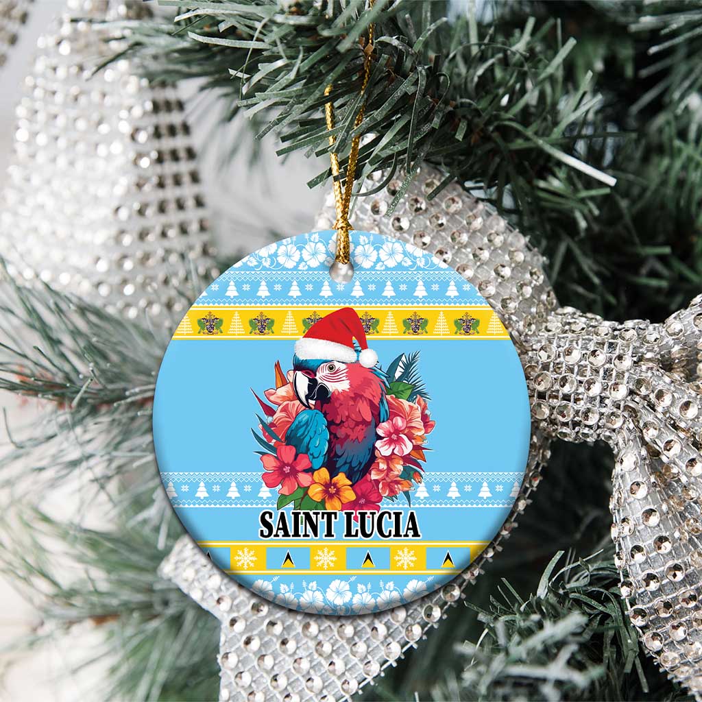 Saint Lucia Christmas Ceramic Ornament Saint Lucian Parrot With Hibiscus Flowers LT18