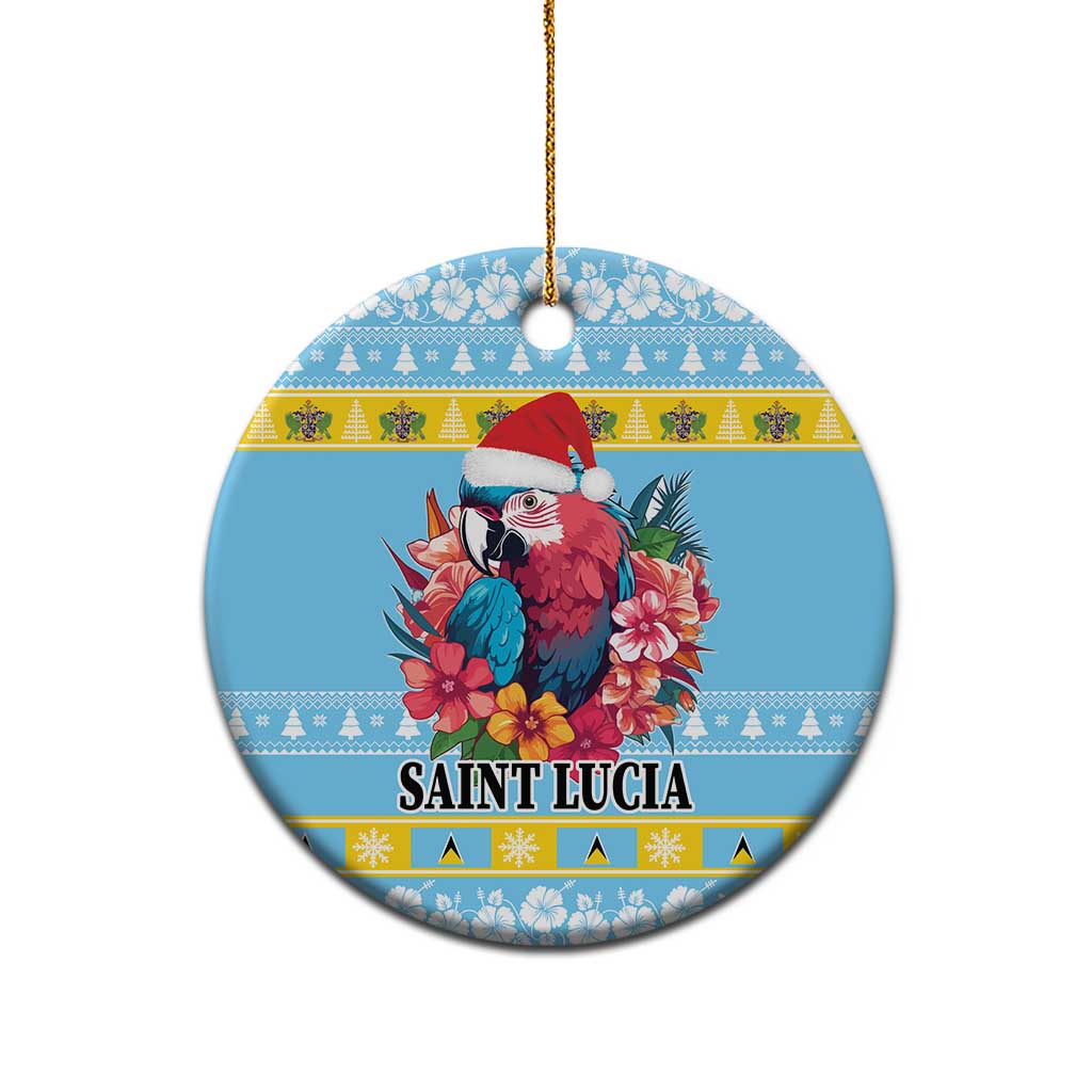 Saint Lucia Christmas Ceramic Ornament Saint Lucian Parrot With Hibiscus Flowers LT18