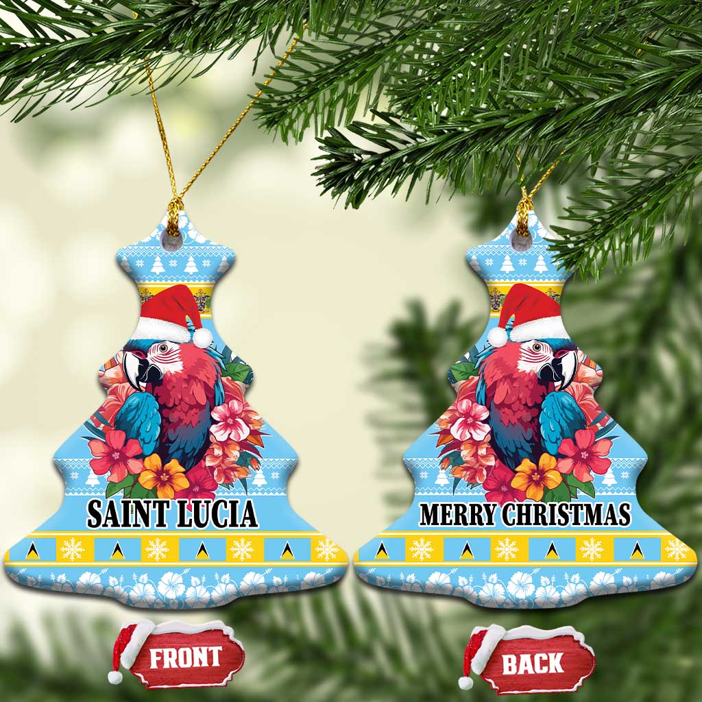 Saint Lucia Christmas Ceramic Ornament Saint Lucian Parrot With Hibiscus Flowers LT18