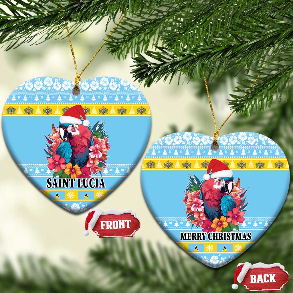 Saint Lucia Christmas Ceramic Ornament Saint Lucian Parrot With Hibiscus Flowers LT18
