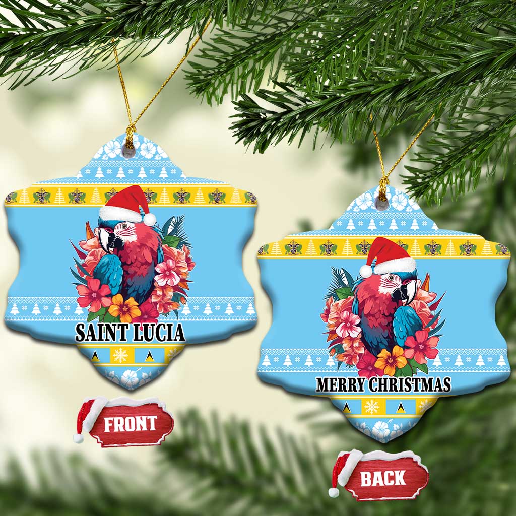 Saint Lucia Christmas Ceramic Ornament Saint Lucian Parrot With Hibiscus Flowers LT18