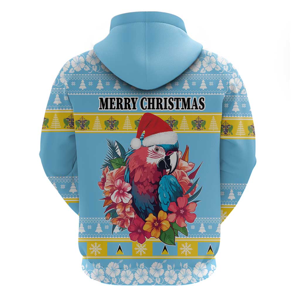 Saint Lucia Christmas Hoodie Saint Lucian Parrot With Hibiscus Flowers LT18